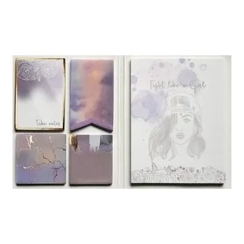 Set školních potřeb Karteczki samoprzylepne Fight like a girl + notes