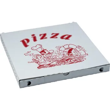 Jednorázové nádobí Krabice na pizzu potištěná 32 x 32 x3cm