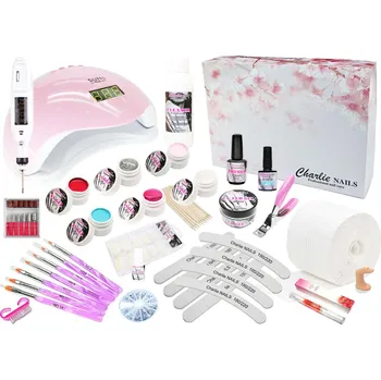 Startovací sada na gelové nehty XXXL 48W růžová s bruskou 10W