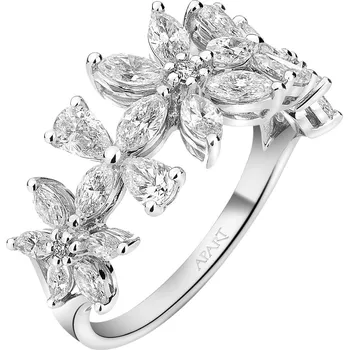Prsten Prsten z bílého zlata s diamanty - květy - 1,35 ct - ryzost 750 - 220.704