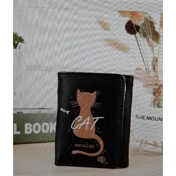 Peněženka, hnědá kočka s nápisem Cat