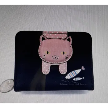 Peněženka, růžová kočka s rybami