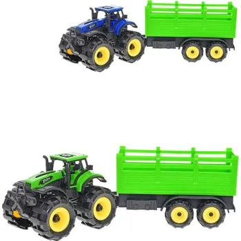 autodráha Traktor zemědělský set s vlečkou na setrvačník velká kola plast