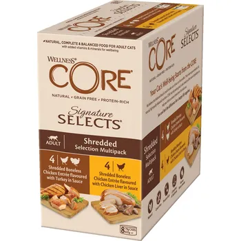 Krmivo pro kočku Wellness CORE Signature Selects Shredded Selection Multipack 8x79g