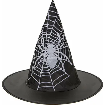 Karnevalový doplněk Čarodějnický klobouk černý pavouk velký