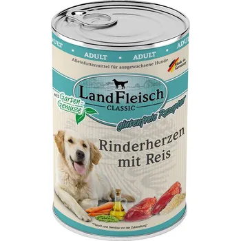 Krmivo pro psa LandFleisch Dog Classic hovězí srdce s rýží 6 × 400 g
