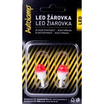 Tuning 2ks žárovka LED 12V 5W W2,1x9,5d červená keramická