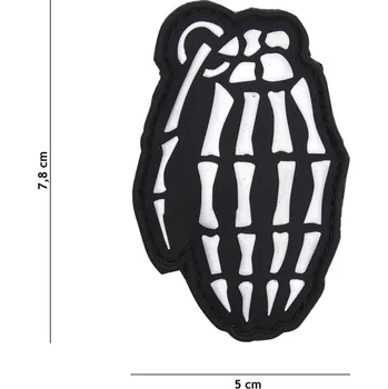 Nášivka 101 Inc. Company Nášivka na suchý zip Skull Granade (plast 3D) - white (101 INC)