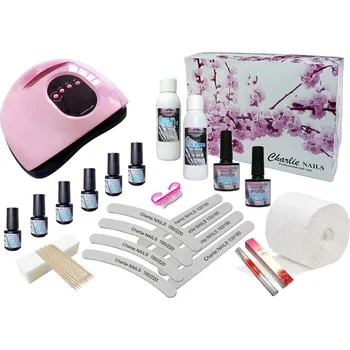 Startovací sada na gel lak nehty Charlie LED 150W růžová perleť