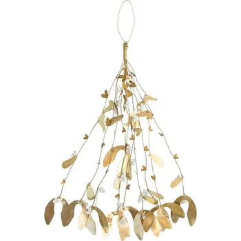 Vánoční dekorace Bastion Collections JMELÍ VELKÉ, MISTLETOE Larg Brass Antique, 40 cm EW/MISTLETOE L 001