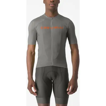 cyklistický dres Dres Castelli Prologo lite Gunmetal gray/brilliant orange Podkarta: XL
