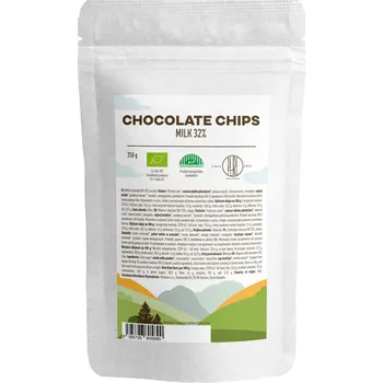 Čokoláda BrainMax Pure BrainMax Pure® Milk Chocolate Chips, čokoládové pecičky z mléčné čokolády, BIO, 250 g *CZ-BIO-001 certifikát