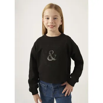 Dívčí oblečení Mikina přes hlavu s výšivkou & černá JUNIOR Mayoral velikost: 157 (14 let)