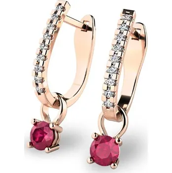 Náušnice Dámské náušnice žluté zlato 585/1000 se zirkony a rubíny 10862-CV-ZIR-CV