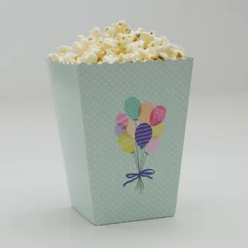 Party nádobí Krabička na popcorn - mátová s balonky - 1 ks