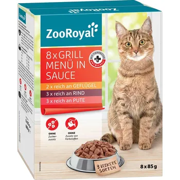 Krmivo pro kočku ZooRoyal Grill menu v omáčce, multipack 8 × 85 g