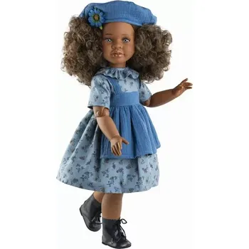 Panenka Olga černoška v modrém - kloubová od Paola Reina ze Španělska (Kloubová Reinas 60 cm)