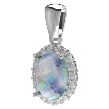 Přívěsek Couple, Půvabný přívěsek Ophelia se syntetickým opálem a zirkony, bílé zlato, 585-52-2-0510.1B00.0.00.161.23