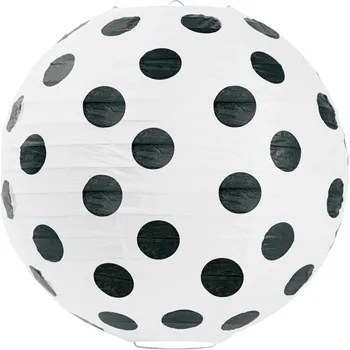 Party dekorace Lampion kulatý 30 cm - bílý s velkými puntíky