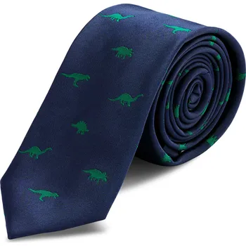 Kravata Námořnicky modrá úzká kravata s dinosaury - Trendhim