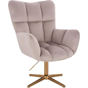 Otočné křeslo Alta velur na zlatém kříži šedobéžové