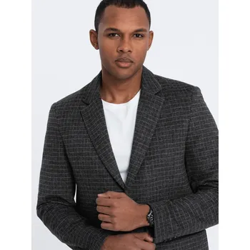 Pánský blejzr Ombre Clothing Pánské kostkované sako Ilrune grafitová M OM-BLZB-0117 V2