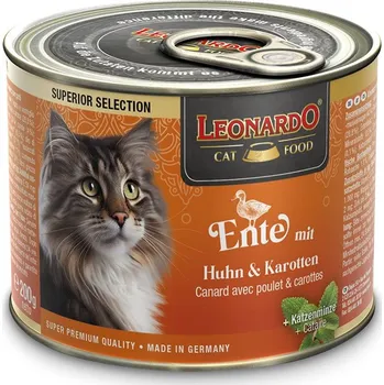 Krmivo pro kočku Leonardo kachna s kuřecím a mrkví 6× 200 g