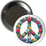 Odznáček s potiskem Placka mír kytky