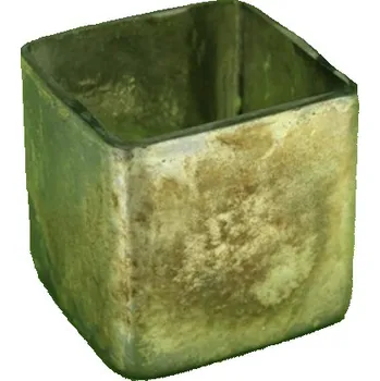 Svícen Svícen sklo hranatý gold 65x65x65 mm