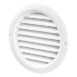 Kulatá plastová mřížka s přírubou a regulací Barva: Bílá, Průměr [mm]: Vnější Ø 100, nástavec Ø 80, Model: Se síťkou proti hmyzu