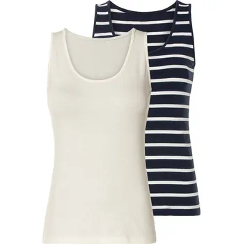 esmara® Dámský top s BIO bavlnou, 2 kusy (S(36/38), navy modrá / bílá)