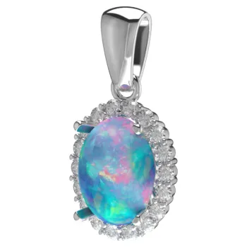 Přívěsek Couple, Půvabný přívěsek Ophelia se syntetickým modrým opálem a zirkony, bílé zlato, 585-52-2-0510.1B00.0.00.163.23