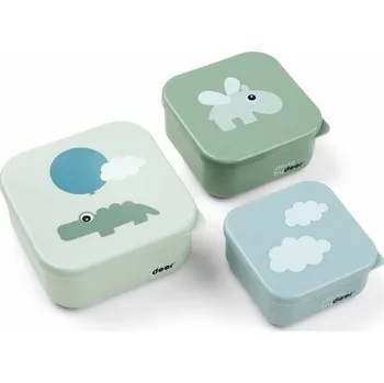 dětská jídelní sada DONE BY DEER svačinové boxy HAPPY CLOUDS 3ks Zelená