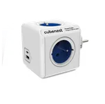 PowerCube Rozbočovací zásuvka s USB, 4× zásuvka + 1× USB-A, 1× USB-C, modrá PWC-ZUSB-PD20-BL