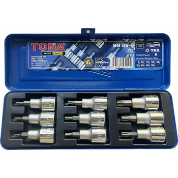 Gola sada Tona Expert 1/2" Sada hlavic TRX zástrčných s otvorem, 9dílná - TNSN09-1