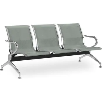 Kovová lavice do čekárny REST, 3-sedák, šedá
