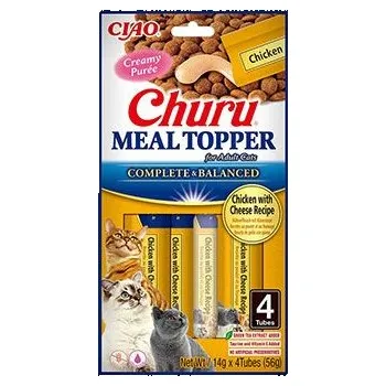 Pamlsek pro kočku Churu Cat Meal Topper Chicken with Cheese Recipe 4x14g