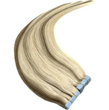 Příčesek Vlasy pro metodu Invisible Tape / TapeX / Tape Hair / Tape IN 50cm -platina/světle hnědá