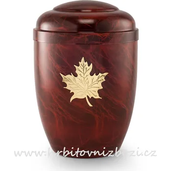 Smuteční dekorace Ocelová urna se zlatým listem 5443ah