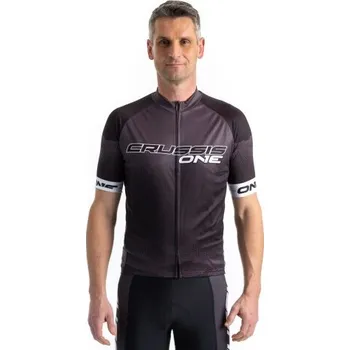 cyklistický dres Cyklistický dres CRUSSIS – ONE pánský krátký rukáv černá/bílá 3XL