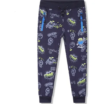 Chlapecké tepláky - KUGO FT6021, tmavě šedomodrá / modré zipy Barva: Modrá tmavě, Velikost: 98