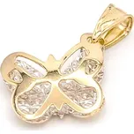 Zlatý přívěsek motýl dvojitý se zdobením dvě barvy zlata 1,12g