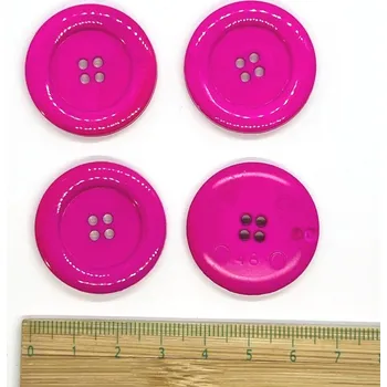 Knoflík Knoflík plastový 4 dírkový 30mm neon růžová