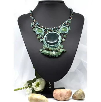 Náhrdelník Mijabijoux Masivní náhrdelník s minerálem heliotrop MB00359