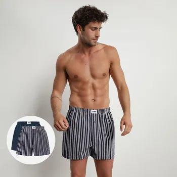 Pánské spodní prádlo Pánské volné boxerky 2 ks ECOSMART LOOSE BOXER Green BIO / Tmavě modrá s šedou - DIM tmavě modrá se šedou M