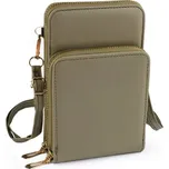 Peněženka s kapsou na mobil přes rameno crossbody 11,5x18 cm - šedozelená sv.