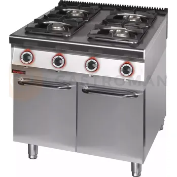 Sporák Plynový sporák 4 hořákový 1x4,5 kW+ 1x7,5 kW + 2x9,0 kW na uzavřeném podstavci, skříňce | KROMET, 900.KG-4.S.D