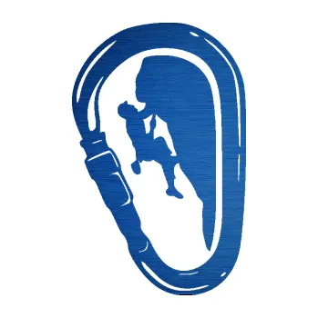 Samolepící dekorace SAMOLEPKA Horolezec 005 pravá karabina (65 - škrábaný kov modrý) NA AUTO, NÁLEPKA, FÓLIE, POLEP, TUNING, VLASTNÍ TEXT, TISK, AUTOSAMOLEPKY.cz, POLEPY, OBRÁZEK, LOGO, SAMOLEPKY