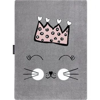 Koberec Dywany Łuszczów Dětský kusový koberec Petit Cat crown grey Rozměry koberců: 140x190