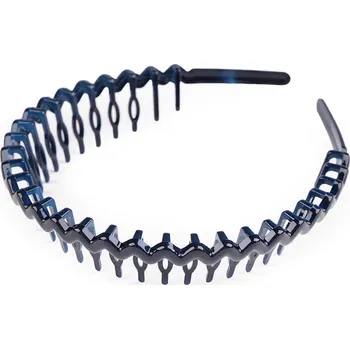 Plastová čelenka do vlasů s hřebínkem, barva 6 modrá temná